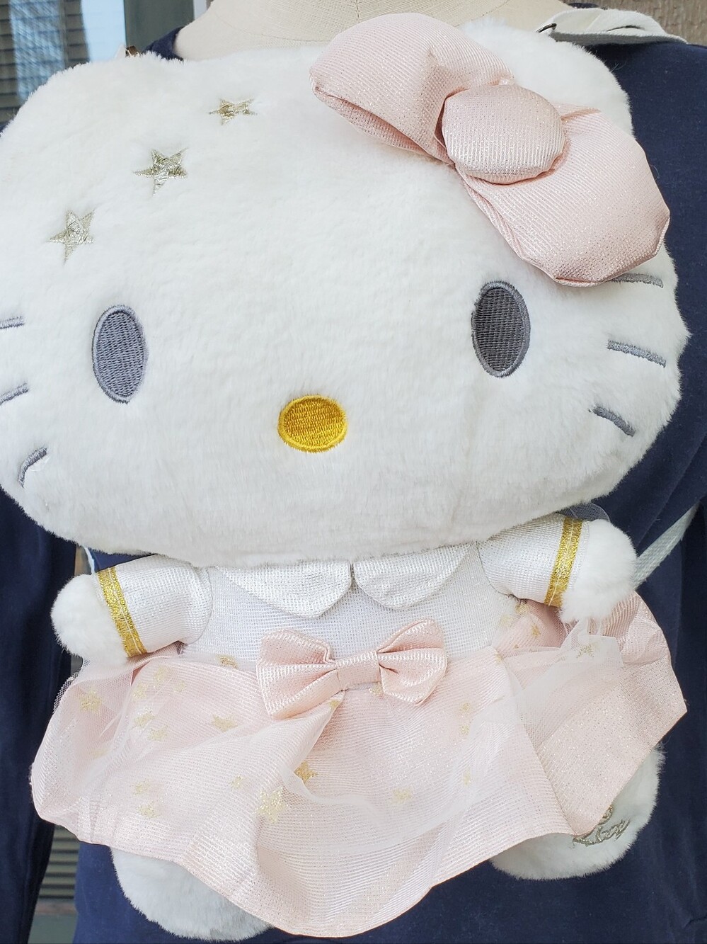 Hello Kitty Plush Backpack in White, Pink and Gold